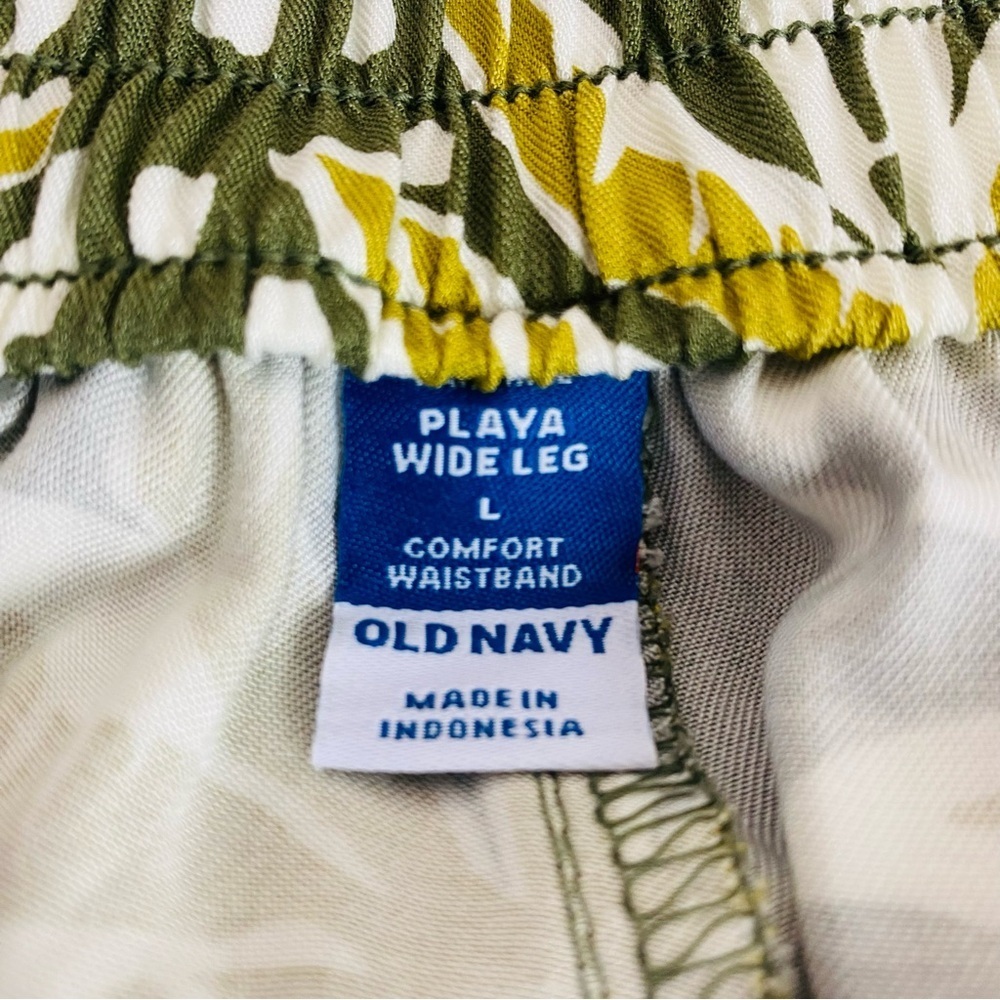 Old Navy Playa Palm Print High Waist Wide Leg Pants Size L - Picture 5 of 5